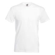 Fruit of the Loom Valueweight V-neck T Hvit bomull X-Large Herre