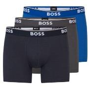 BOSS 3P Cotton Stretch Boxer Brief Long Blå/Grå bomull Medium Herre
