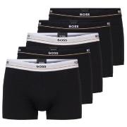 BOSS 6P Cotton Stretch Trunks Svart bomull Small Herre