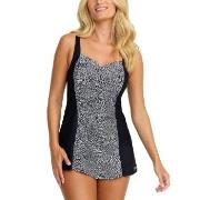 Damella Esther Basic Swimsuit Dress Svart/Hvit 42 Dame