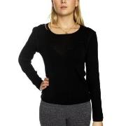 Damella Wool Long Sleeve Top Svart ull Large Dame