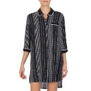 DKNY Color Theory Sleepshirt Svart stripet viskose Small Dame