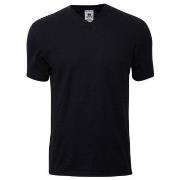 Dovre Single Jersey  V-neck T-Shirt Svart bomull Small Herre