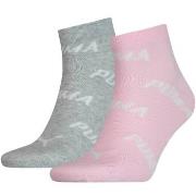 Puma Strømper 2P BWT Quarter Sock Rosa/Grå Str 39/42