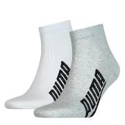 Puma Strømper 2P Lifestyle Quarter Sock Hvit/Grå Str 35/38