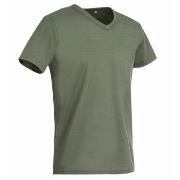 Stedman Ben V-neck For Men Militærgrønn ringspunnet bomull Small Herre