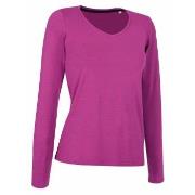 Stedman Claire V-neck Long Sleeve Rosa ringspunnet bomull Large Dame