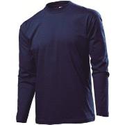 Stedman Classic Long Sleeve Men Marine bomull Small Herre