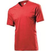 Stedman Classic V-Neck Men T-shirt Rød bomull Large Herre