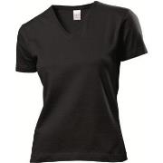 Stedman Classic V-Neck Women T-shirt Svart bomull X-Large Dame