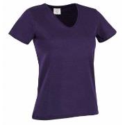 Stedman Classic V-Neck Women T-shirt Lilla bomull Large Dame