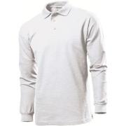 Stedman Polo Long Sleeve Men Hvit bomull Small Herre