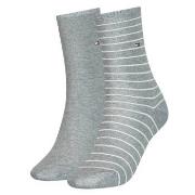 Tommy Hilfiger Strømper 2P Classic Small Stripe Socks Gråstripet Str 3...