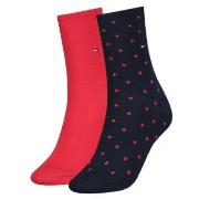 Tommy Hilfiger Strømper 2P Women Dot Sock Rød Mønster Str 39/42 Dame