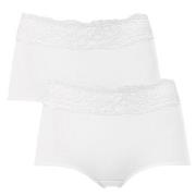 Trofe Lace Trimmed Maxi Briefs Truser 2P Hvit bomull 3XL Dame