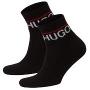 HUGO Strømper 2P Label Rib Short Socks Svart Str 39/42