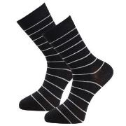 Trofe Bamboo Small Stripe Socks Strømper 2P Svart Str 39/42 Dame