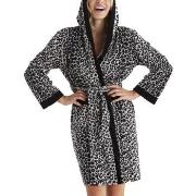 Damella Velour Leo Hoodie Robe Leopard Large Dame