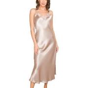 Lady Avenue Pure Silk Long Nightgown With Lace Perlhvit silke Small Da...