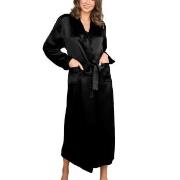 Lady Avenue Pure Silk Long Robe Svart silke Large Dame