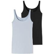 Schiesser 2P 95-5 Organic Tank Top Svart/Blå bomull 38 Dame