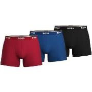 BOSS 3P Cotton Stretch Boxer Brief Long Svart/Blå bomull Large Herre