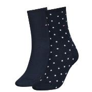 Tommy Hilfiger Strømper 2P Women Dot Sock Marine Str 35/38 Dame