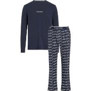 Calvin Klein Modern Structure Sleep Pant Set Marine mønster Small Dame