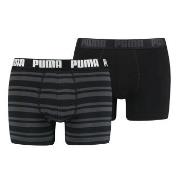 Puma 2P Heritage Stripe Boxer Svart stripet bomull Large Herre