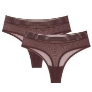 Triumph Truser 2P Tempting Sheer Highwaist String Mørkbrun  polyester ...