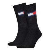 Tommy Men Uni TJ Flag Socks Strømper 2P Svart Str 39/42 Herre