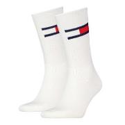 Tommy Men Uni TJ Flag Socks Strømper 2P Hvit Str 35/38