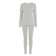 Damella Bamboo Plain Long Pyjamas Set Grå Bambus Medium Dame