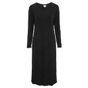 Damella Bamboo Plain Long Sleeve Nightdress Svart Bambus Small Dame