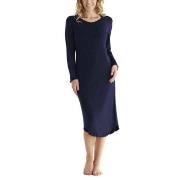 Damella Bamboo Plain Long Sleeve Nightdress Marine Bambus Medium Dame