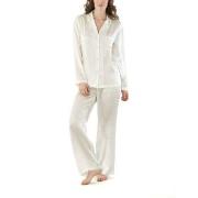 Damella Woven Silk Plain Pyjamas Set Elfenben silke Medium Dame