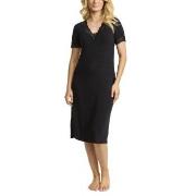 Damella Bamboo Plain Lace Short Sleeve Nightdress Svart Bambus X-Large...