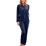 Damella Velour Plain Suit Marine Large Dame