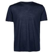 Panos Emporio Wool Tencel Short Sleeve Top Marine Large Herre
