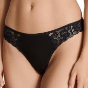 Calida Truser Natural Comfort Lace Thong Svart bomull Medium Dame