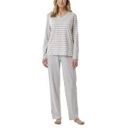 Schiesser Women Straight Leg Long Pyjama Hvit/Grå bomull 42 Dame