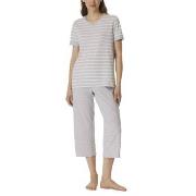 Schiesser Women Three Quarter Pyjamas Hvit/Grå bomull 38 Dame