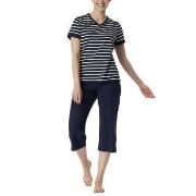 Schiesser Women Three Quarter Pyjamas Blå/Hvit bomull 50 Dame