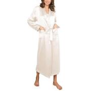 Lady Avenue Pure Silk Long Robe Benhvit silke XX-Large Dame