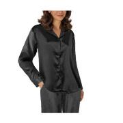 Lady Avenue Satin Pyjama With Short Sleeves Svart silke XX-Large Dame