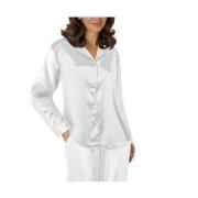 Lady Avenue Satin Pyjama With Long Sleeves Benhvit silke Small Dame