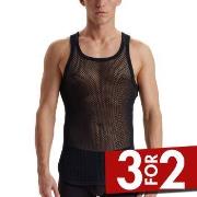 Dovre Wool Mesh Tank Top Svart ull Medium Herre