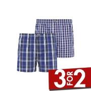 Jockey 2P Woven Boxer Shorts Marine Rutete bomull Large Herre