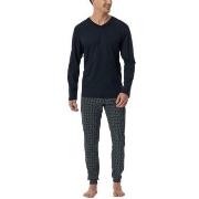 Schiesser Casual Essentials Long Sleeve Pyjamas Mørkblå bomull 52 Herr...