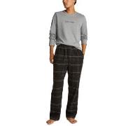 Calvin Klein Flannel Sleep Long Sleeve Pant Set Grå/Svart bomull X-Lar...